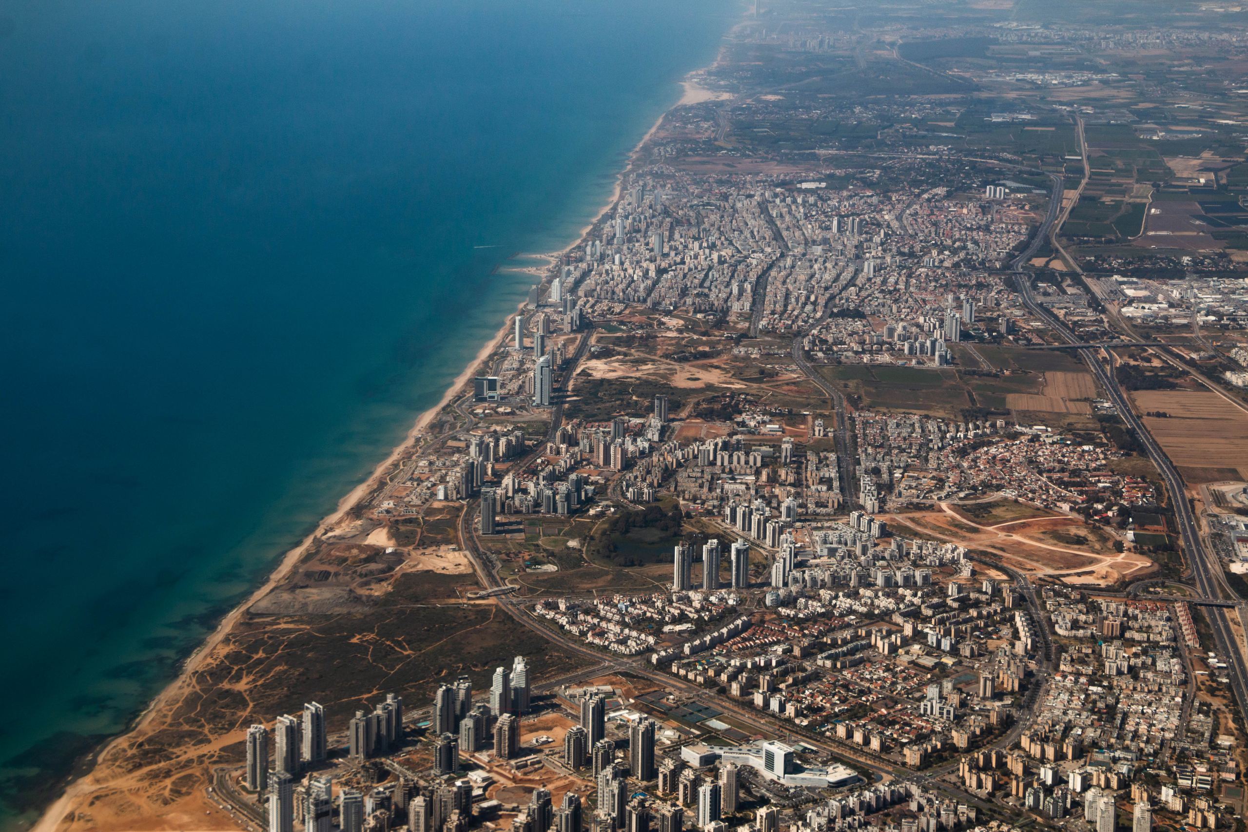 Netanya's coastline and city seen from the air